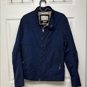 Zara Blue Lightweight Shirt Jacket with Stand-Up Collar